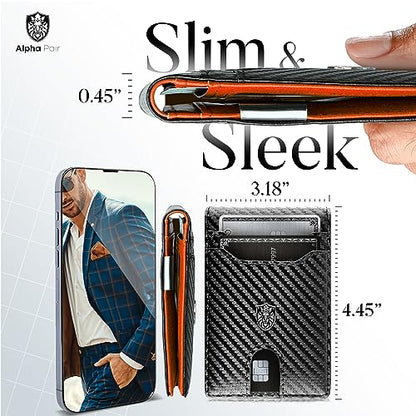 Slim RFID Men Wallets with Money Clip and 12 Cards Holder