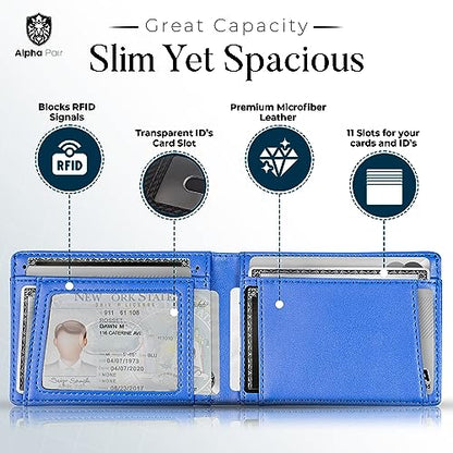 RFID Slim Wallet Men’s Wallet with 10 Credit Card Holders and 1 ID Window