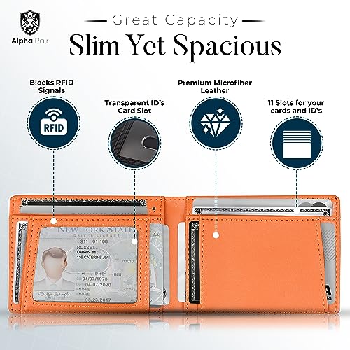 RFID Slim Wallet Men’s Wallet with 10 Credit Card Holders and 1 ID Window