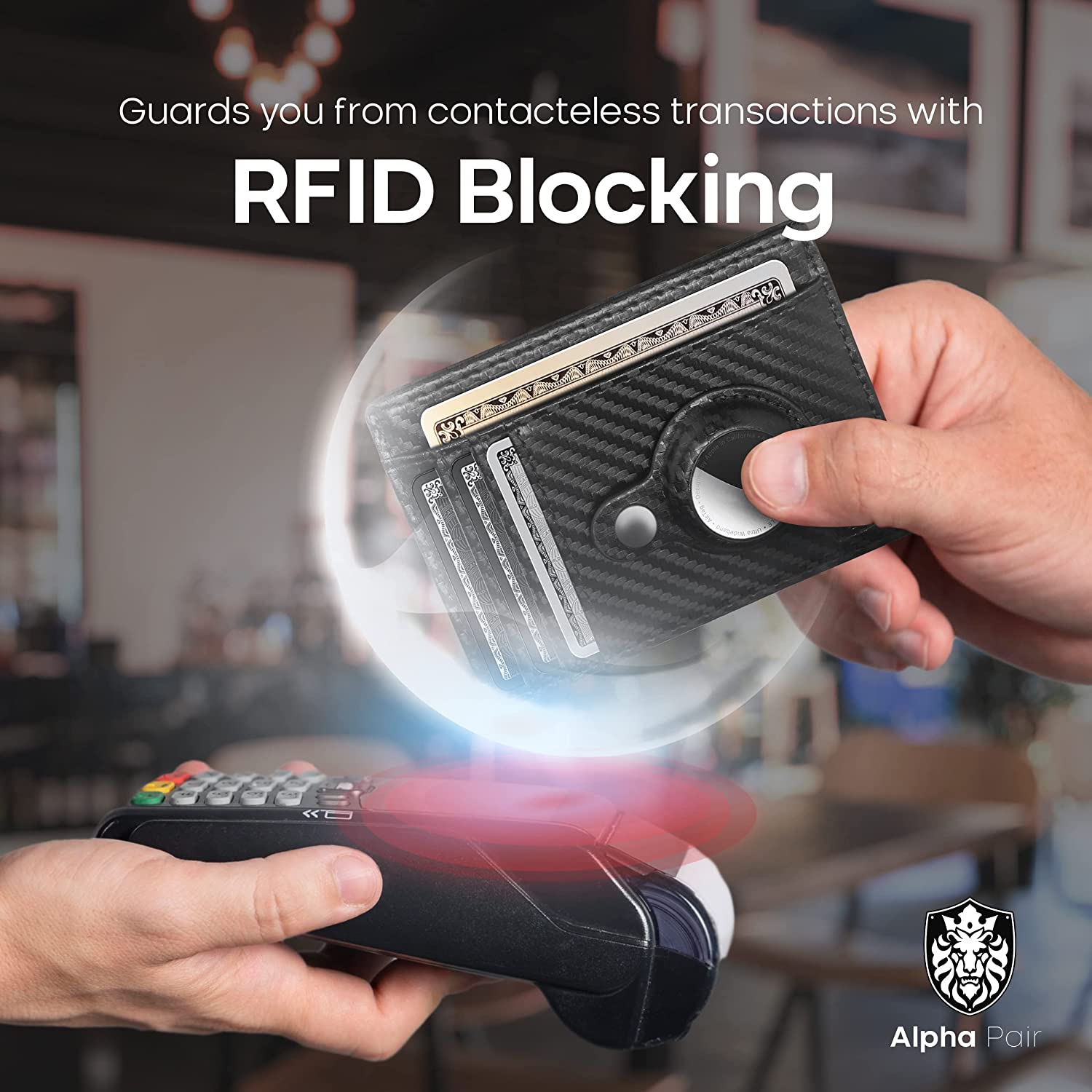 Alpha Pair Slim Wallet for Men RFID W Money Clip 12 Credit Card Slots Black  NEW