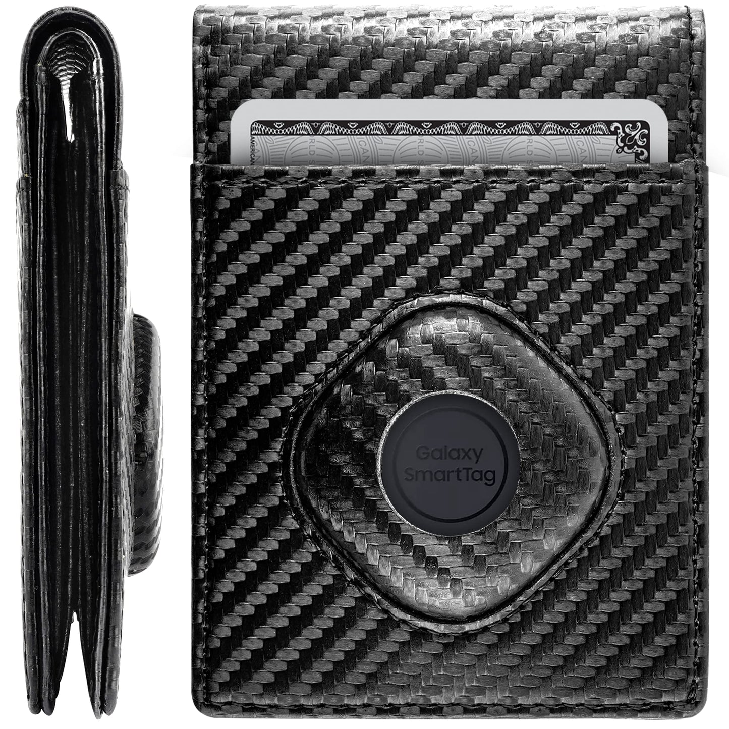 Bifold RFID Wallet With Cash Compartment and 12 Credit Card Slots & Smart Tag Holder for Samsung