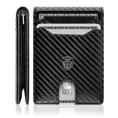 RFID Slim Wallet Men’s Wallet with 10 Credit Card Holders and 1 ID Window