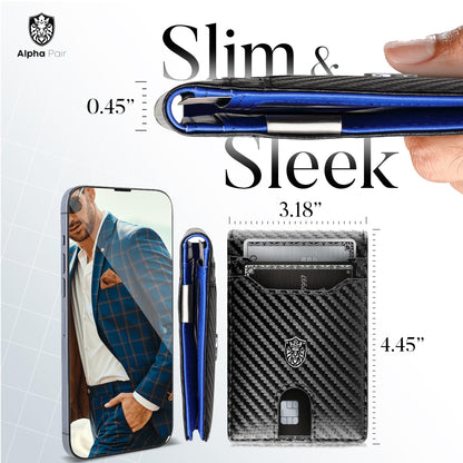 Slim RFID Men Wallets with Money Clip and 12 Cards Holder